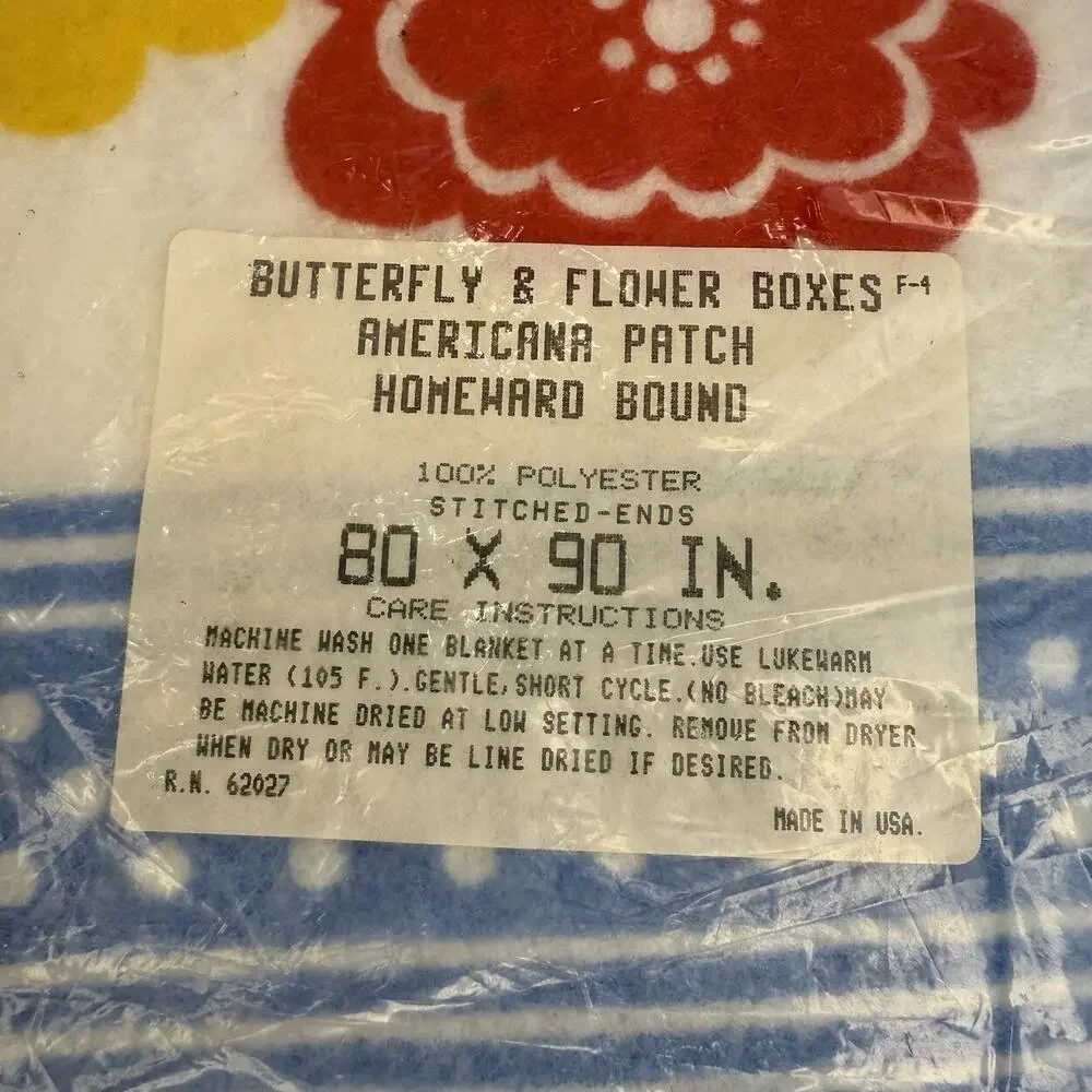 New Vintage Butterfly and Flower Patch 100% Polyester Blanket 80